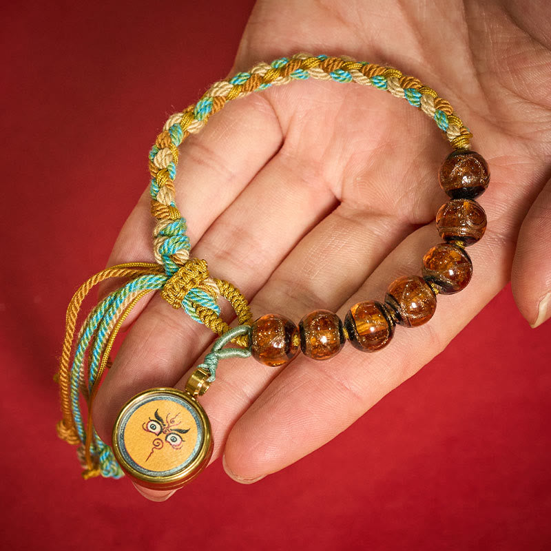 Buddha Stones Braccialetto con perline di vetro Liuli tibetano, cinque direzioni, divinità della ricchezza e occhio di Buddha, simbolo di benedizione. - image 16