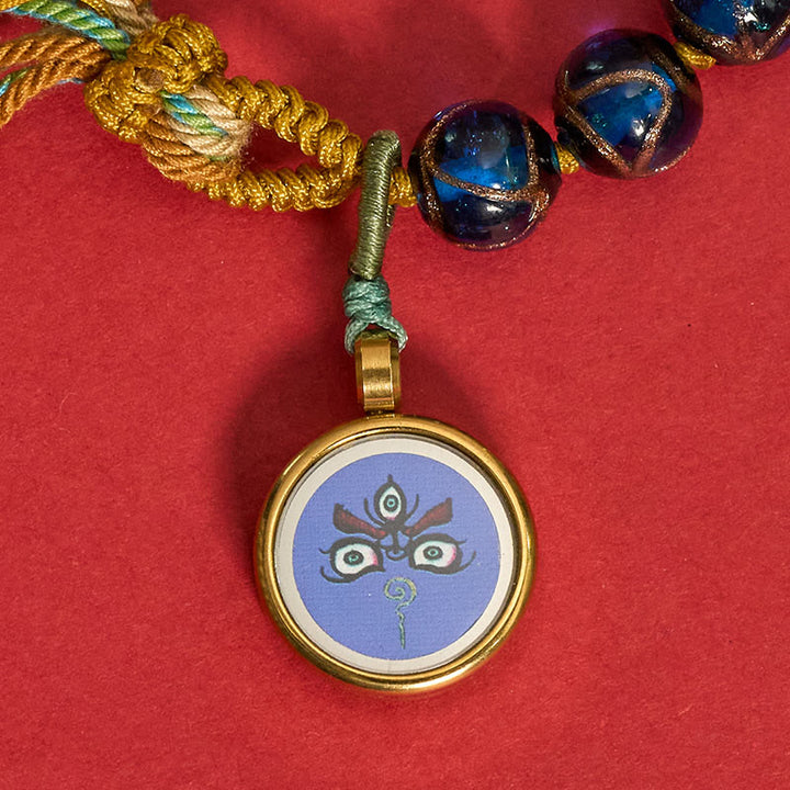 Buddha Stones Braccialetto con perline di vetro Liuli tibetano, cinque direzioni, divinità della ricchezza e occhio di Buddha, simbolo di benedizione. - image 4