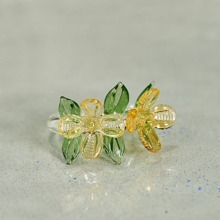 Buddha Stones Anello della saggezza con fiore di osmanto Liuli - image 6