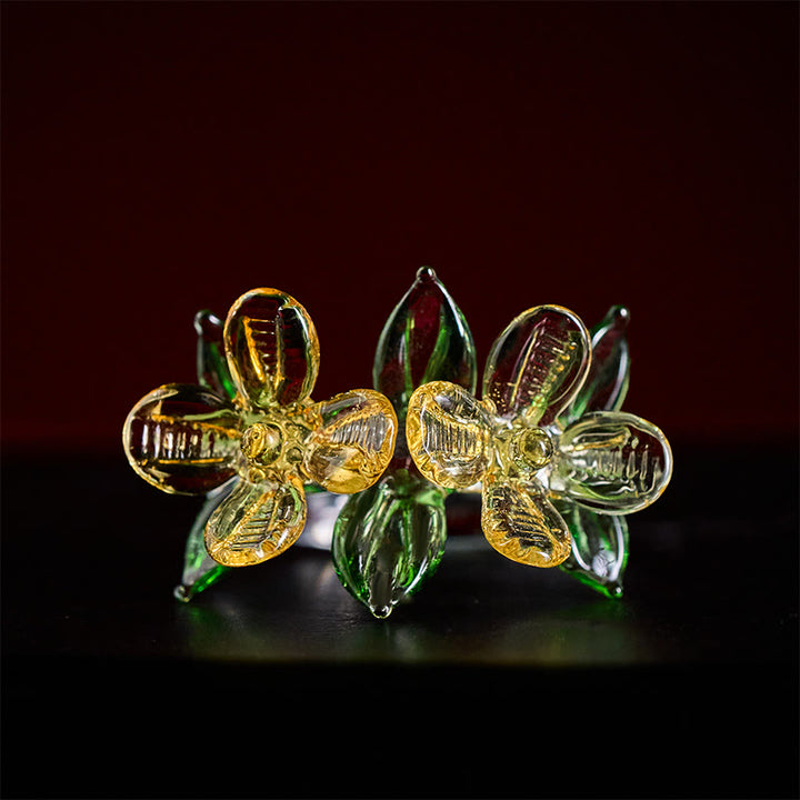 Buddha Stones Anello della saggezza con fiore di osmanto Liuli - image 2