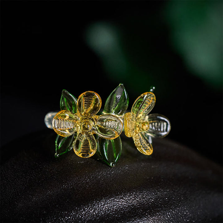 Buddha Stones Anello della saggezza con fiore di osmanto Liuli - image 3