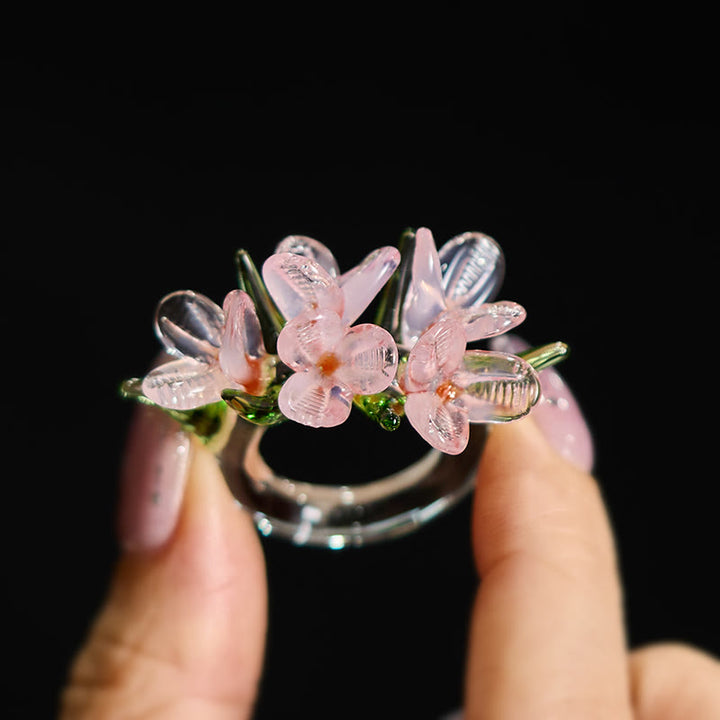 Buddha Stones Anello della saggezza con fiore di pero Liuli - image 13