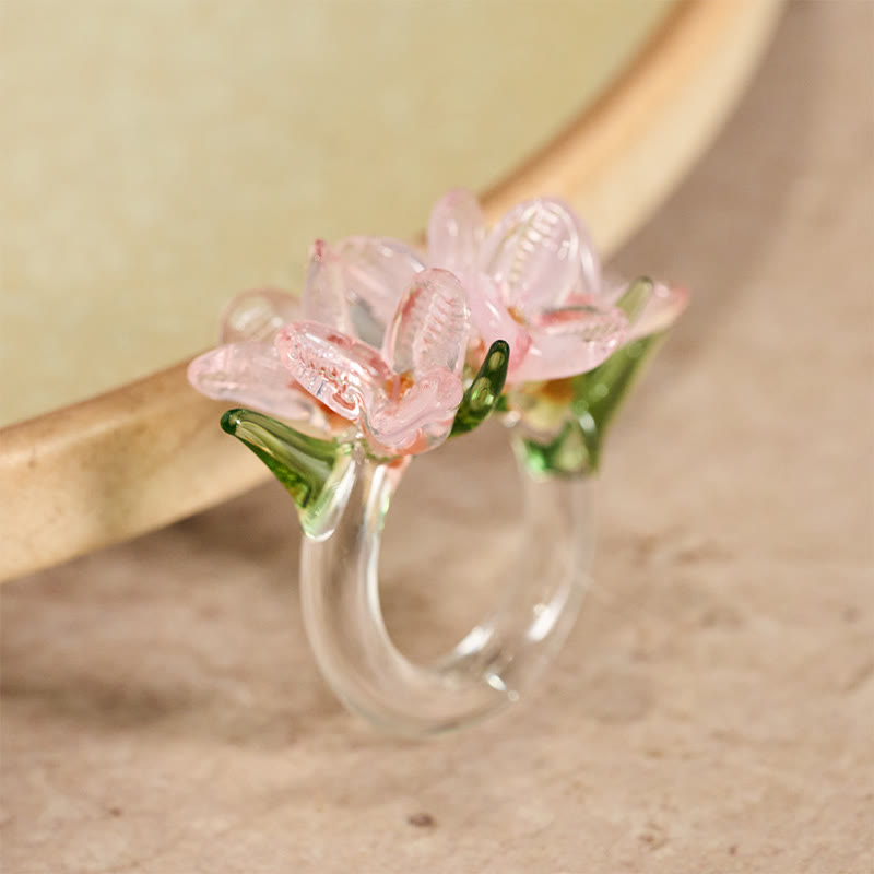 Buddha Stones Anello della saggezza con fiore di pero Liuli - image 9