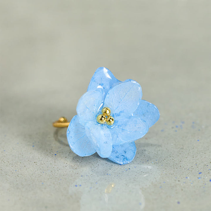 Buddha Stones Anello della saggezza con fiore di ortensia Liuli - image 5