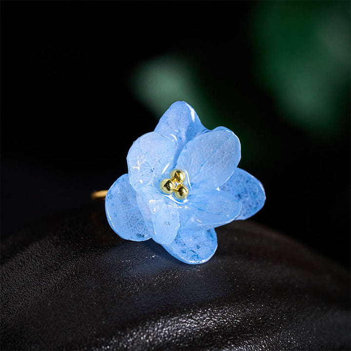 Buddha Stones Anello della saggezza con fiore di ortensia Liuli - image 4