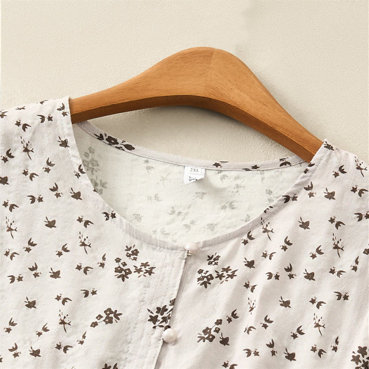 Buddha Stones Camicia da donna casual a maniche a tre quarti con stampa floreale e bottoni. - image 17