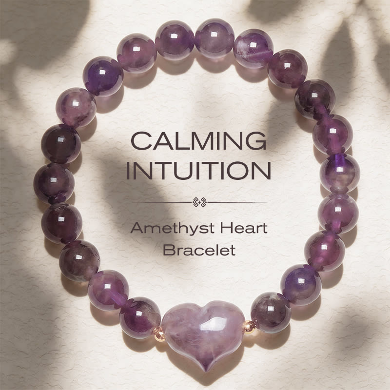 Buddha Stones Bracciale spirituale a forma di cuore con ametista naturale, avventurina verde, occhio di tigre e quarzo fragola. - Ametista (circonferenza del polso 14-16 cm) - image 7