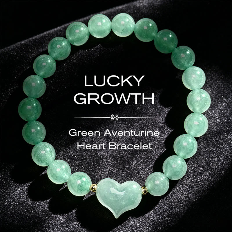 Buddha Stones Bracciale spirituale a forma di cuore con ametista naturale, avventurina verde, occhio di tigre e quarzo fragola. - Avventurina verde (circonferenza del polso 14-16 cm) - image 18