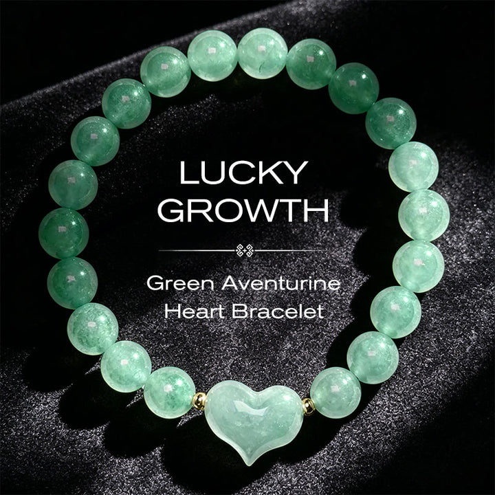 Buddha Stones Bracciale spirituale a forma di cuore con ametista naturale, avventurina verde, occhio di tigre e quarzo fragola. - Avventurina verde (circonferenza del polso 14-16 cm) - image 18