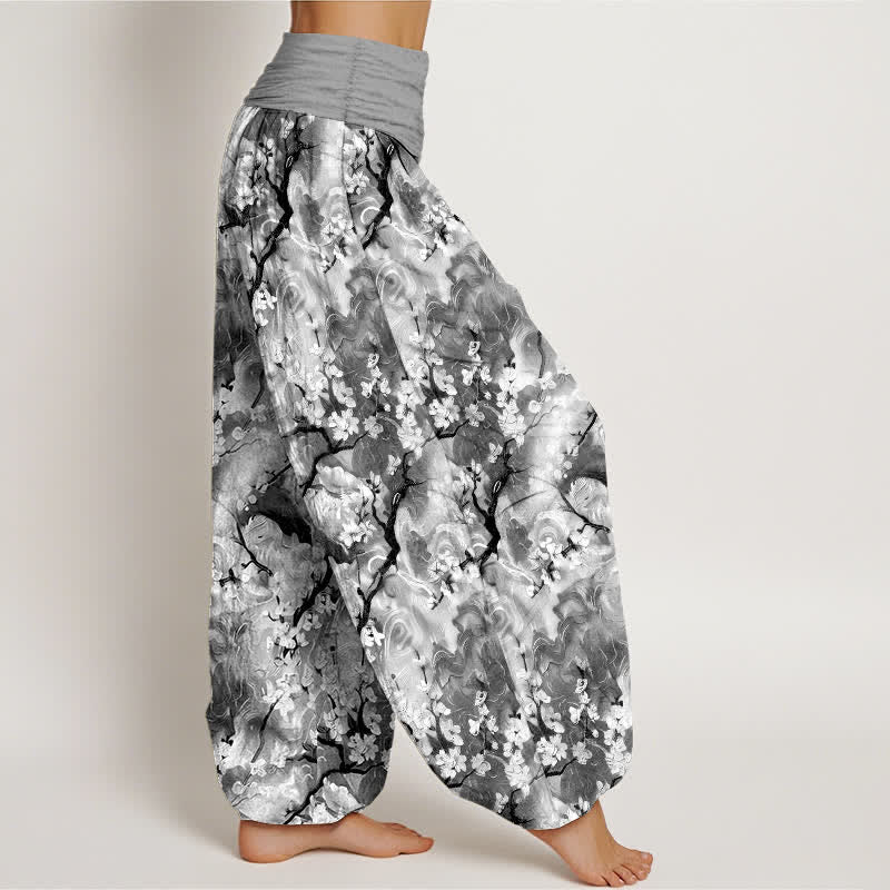 Buddha Stones Pantaloni harem da donna in puro cotone con fantasia floreale ad acquerello e vita elasticizzata. - image 10
