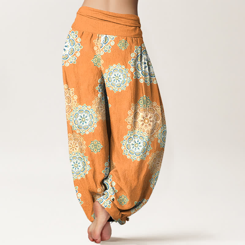 Buddha Stones Pantaloni harem da donna in puro cotone con elastico in vita e fantasia floreale mandala. - image 6