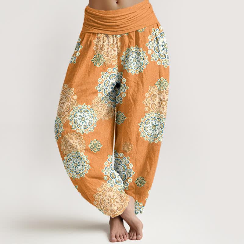 Buddha Stones Pantaloni harem da donna in puro cotone con elastico in vita e fantasia floreale mandala. - SandyBrown - US16, UK/AU20, EU48 (3XL) - image 5