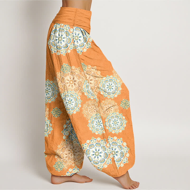 Buddha Stones Pantaloni harem da donna in puro cotone con elastico in vita e fantasia floreale mandala. - image 7