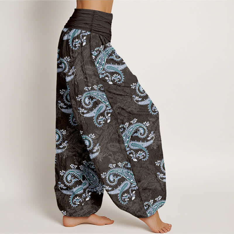 Buddha Stones Pantaloni harem da donna in puro cotone con elegante motivo paisley e elastico in vita. - image 10