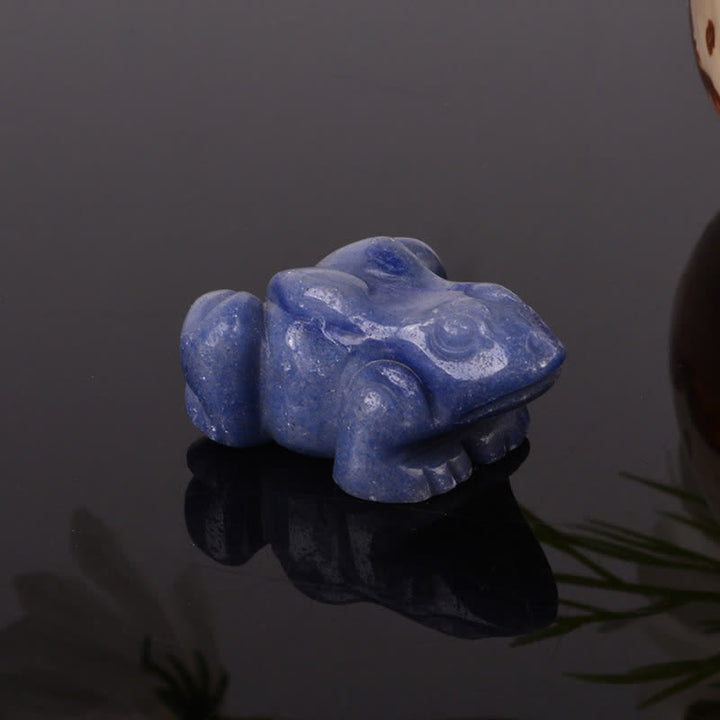 Buddha Stones Avventurina verde naturale, quarzo trasparente, rana di cristallo, decorazione per la ricchezza e la pietra - Avventurina blu (concentrazione calmante ♥) - image 3