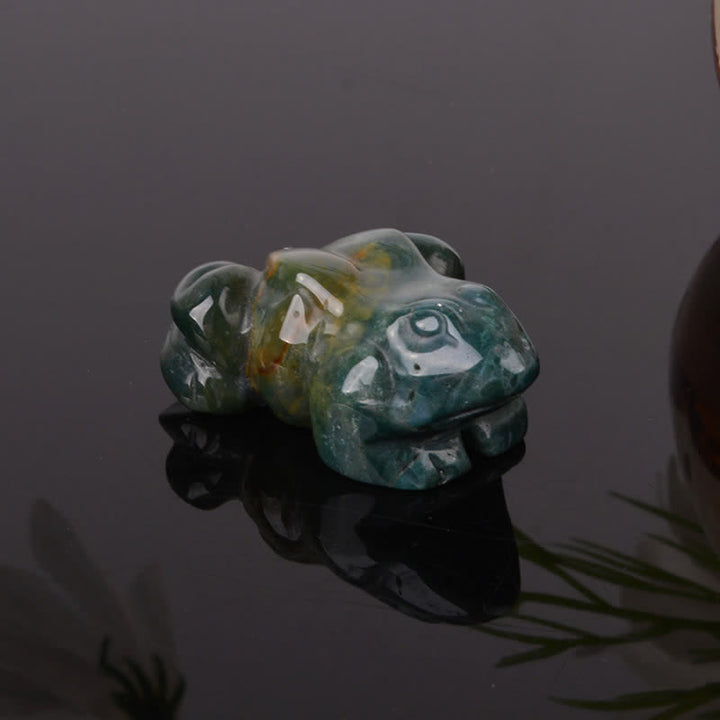 Buddha Stones Avventurina verde naturale, quarzo trasparente, rana di cristallo, decorazione per la ricchezza e la pietra - Agata indiana (Positiva ♥ Calma) - image 16
