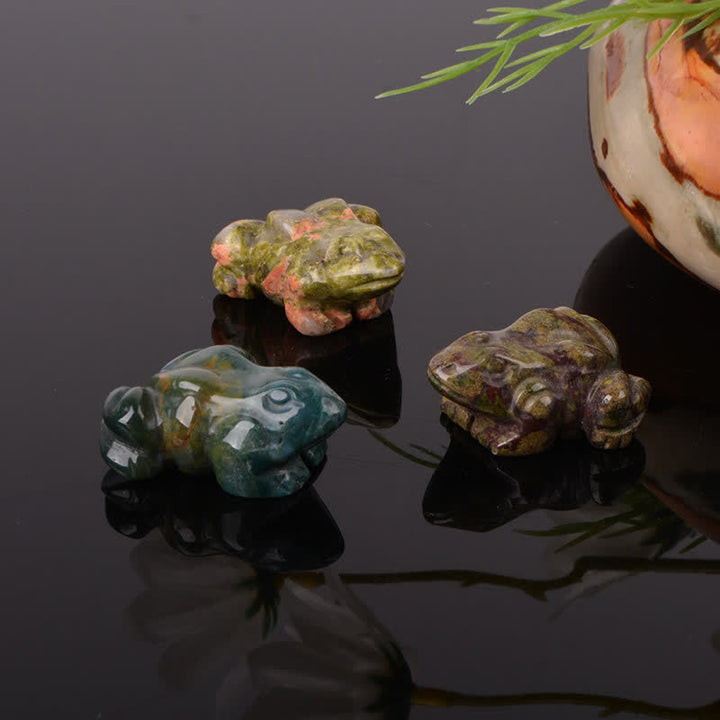 Buddha Stones Avventurina verde naturale, quarzo trasparente, rana di cristallo, decorazione per la ricchezza e la pietra - image 32