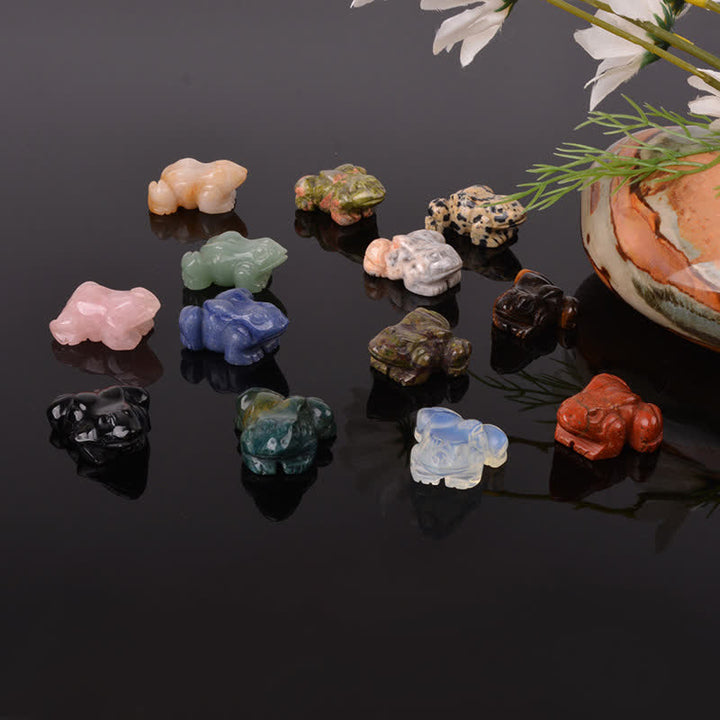 Buddha Stones Avventurina verde naturale, quarzo trasparente, rana di cristallo, decorazione per la ricchezza e la pietra - image 33