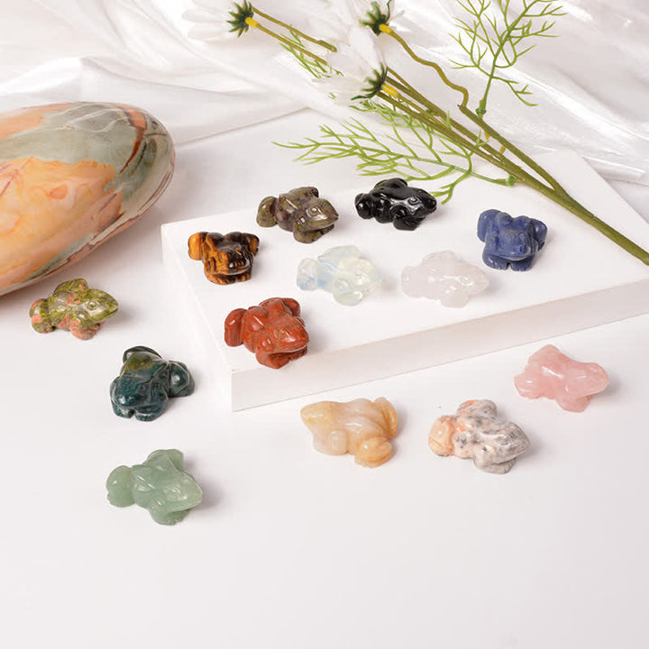 Buddha Stones Avventurina verde naturale, quarzo trasparente, rana di cristallo, decorazione per la ricchezza e la pietra - image 34