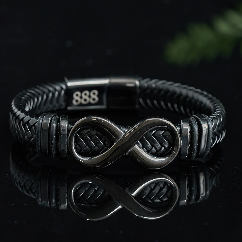 Buddha Stones Bracciale rinforzato in acciaio al titanio con numero 888 e numero angelo 444 e 848, con design infinito. - 888 Numero degli Angeli (Circonferenza del polso 19-20 cm) - image 8