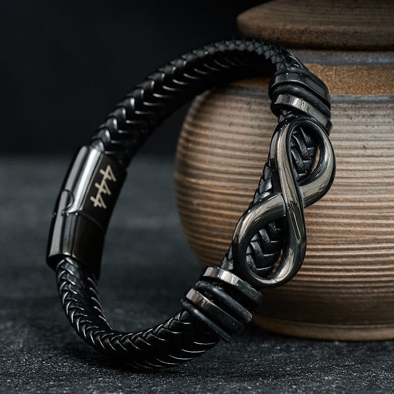 Buddha Stones Bracciale rinforzato in acciaio al titanio con numero 888 e numero angelo 444 e 848, con design infinito. - image 4
