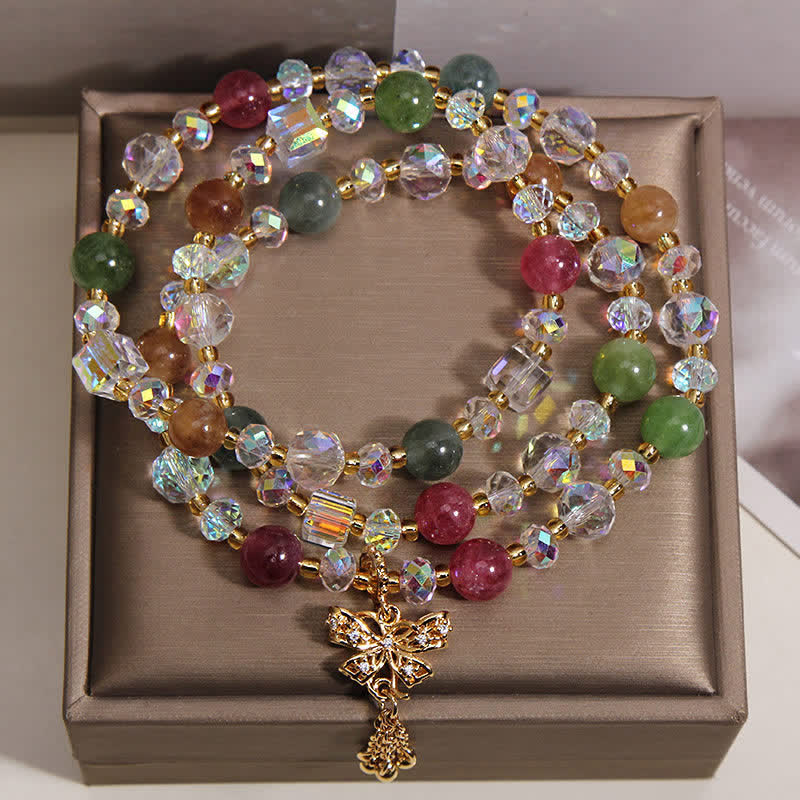 Buddha Stones Bracciale sfaccettato a tre strati con ciondolo a farfalla in tormalina Trasformazione Bracciale sfaccettato a tre strati - image 4