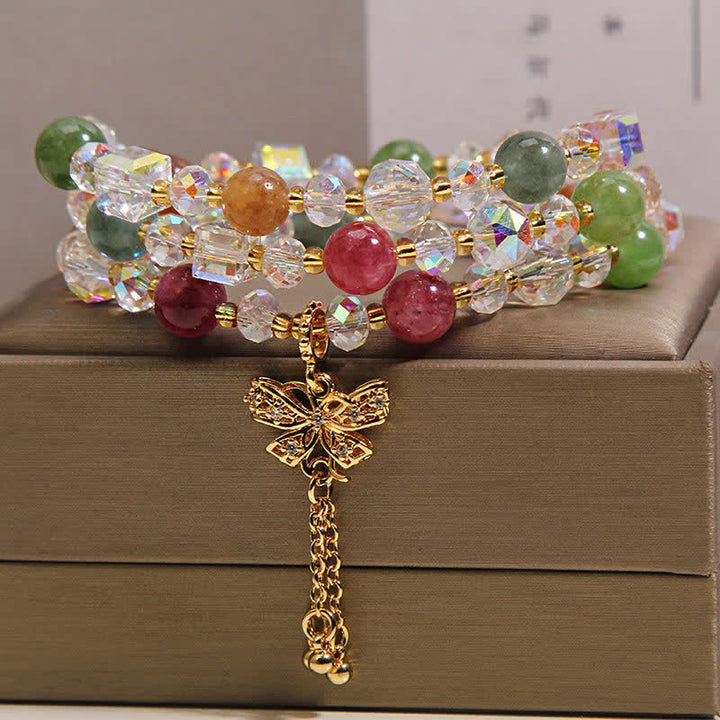 Buddha Stones Bracciale sfaccettato a tre strati con ciondolo a farfalla in tormalina Trasformazione Bracciale sfaccettato a tre strati - image 2