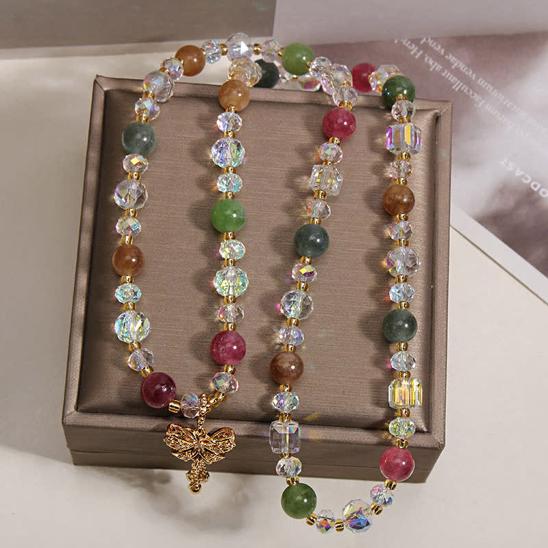 Buddha Stones Bracciale sfaccettato a tre strati con ciondolo a farfalla in tormalina Trasformazione Bracciale sfaccettato a tre strati - image 7