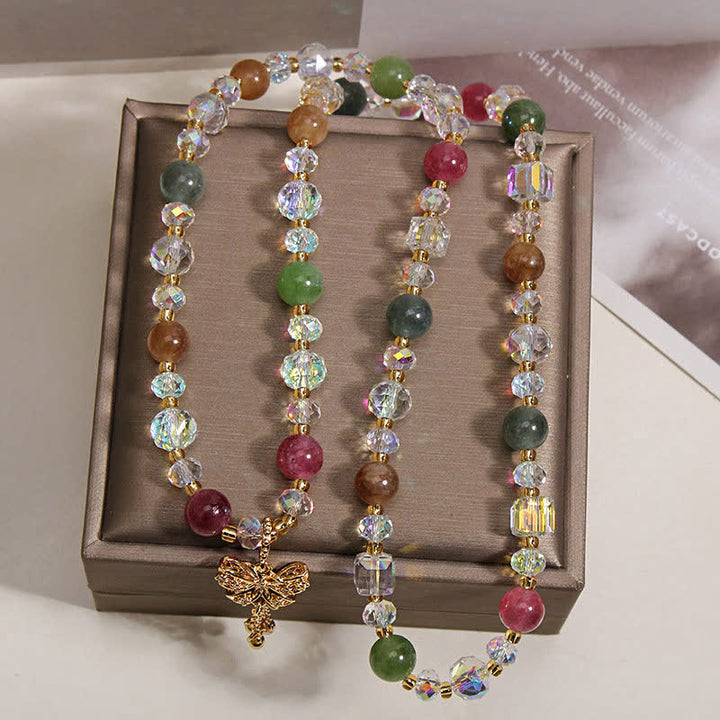 Buddha Stones Bracciale sfaccettato a tre strati con ciondolo a farfalla in tormalina Trasformazione Bracciale sfaccettato a tre strati - image 7