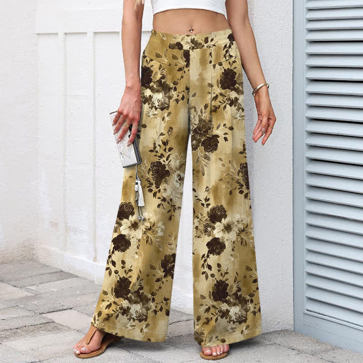 Buddha Stones Pantaloni da donna in cotone e lino con fantasia floreale, vita elasticizzata e gamba larga, con tasche. - image 5