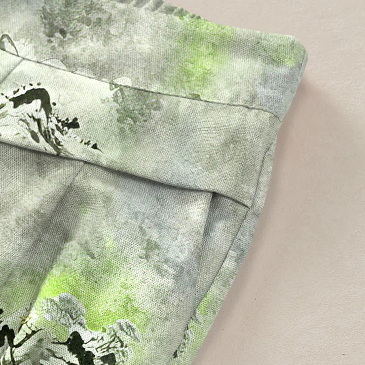 Buddha Stones Pantaloni da donna in cotone e lino con elastico in vita e gamba larga, con tasche, effetto lavaggio inchiostro. - image 10
