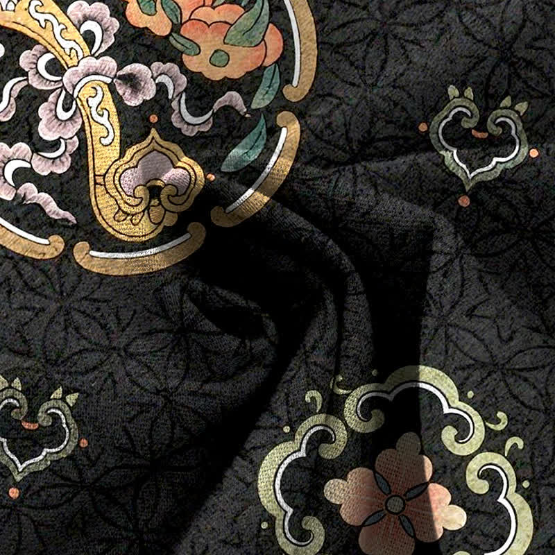 Buddha Stones Pantaloni da donna a gamba larga in cotone e lino, stile bohémien, con elastico in vita e tasche, fantasia a medaglioni. - image 3