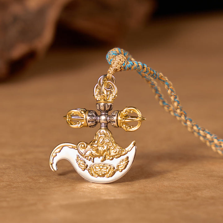 Buddha Stones Collana con ciondolo a forma di totem in rame con rilievo tibetano Vajra, simbolo di radicamento e connessione a terra. - Rame (Equilibrio♥Cura di sé) - image 0