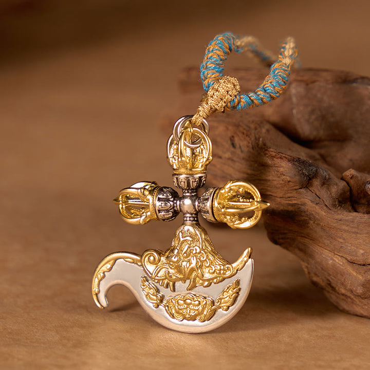 Buddha Stones Collana con ciondolo a forma di totem in rame con rilievo tibetano Vajra, simbolo di radicamento e connessione a terra. - image 2