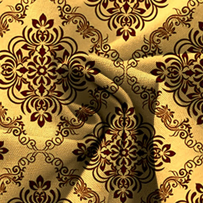Buddha Stones Pantaloni da donna a gamba larga con elastico in vita e tasche, in cotone e lino, con fantasia floreale barocca. - image 3