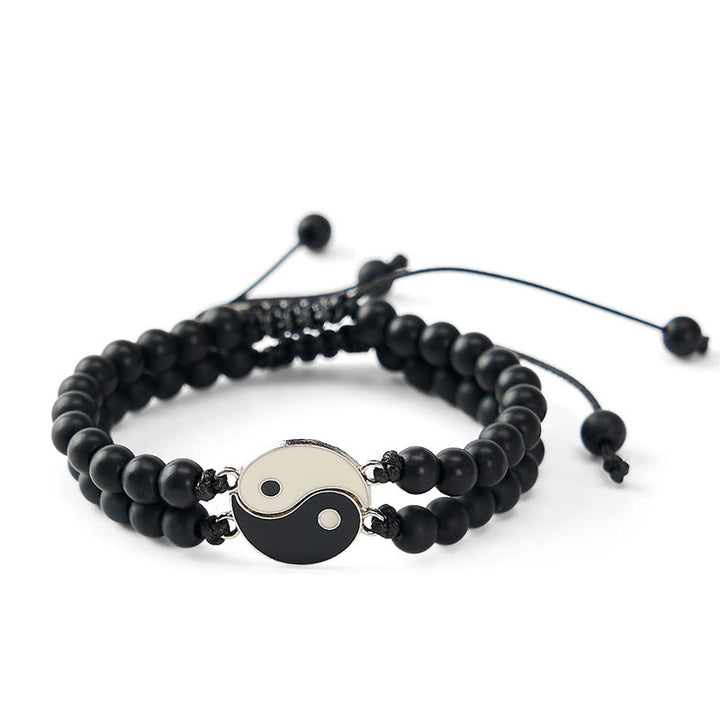 Buddha Stones Bracciale di supporto Yin Yang in ematite satinata e pietra lavica - image 10