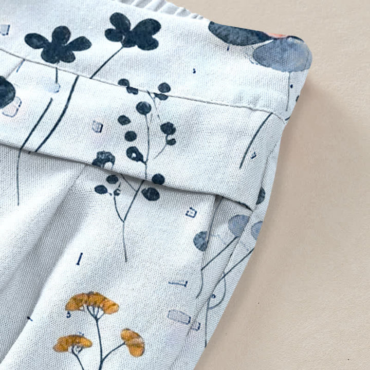 Buddha Stones Pantaloni da donna in cotone e lino con fantasia floreale, vita elasticizzata e gamba larga, con tasche. - image 10