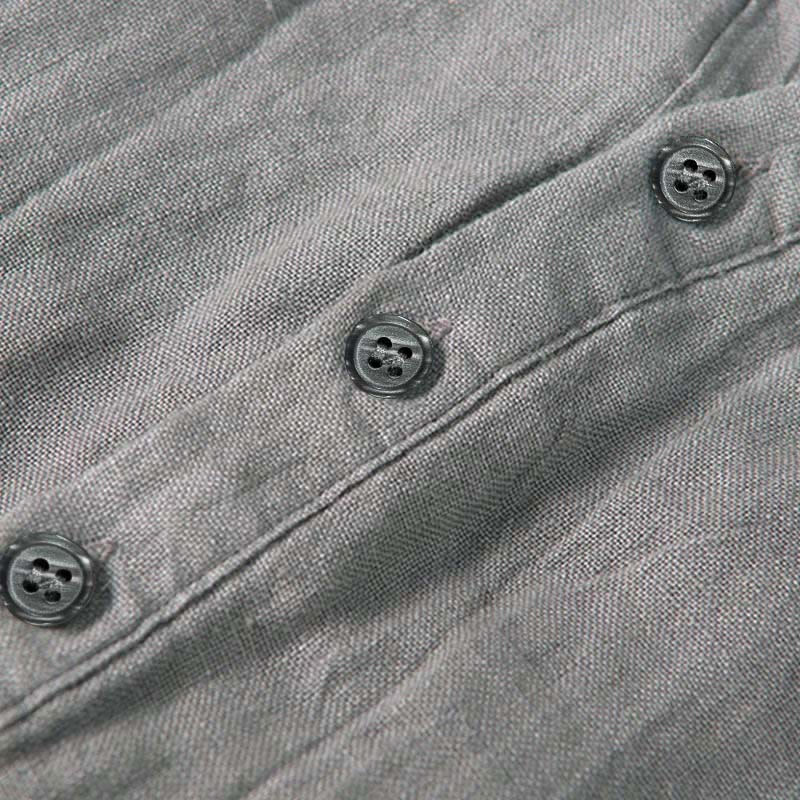 Camicia a maniche corte con bottoni a tinta unita Buddha Stones in cotone e lino per uomo - image 34