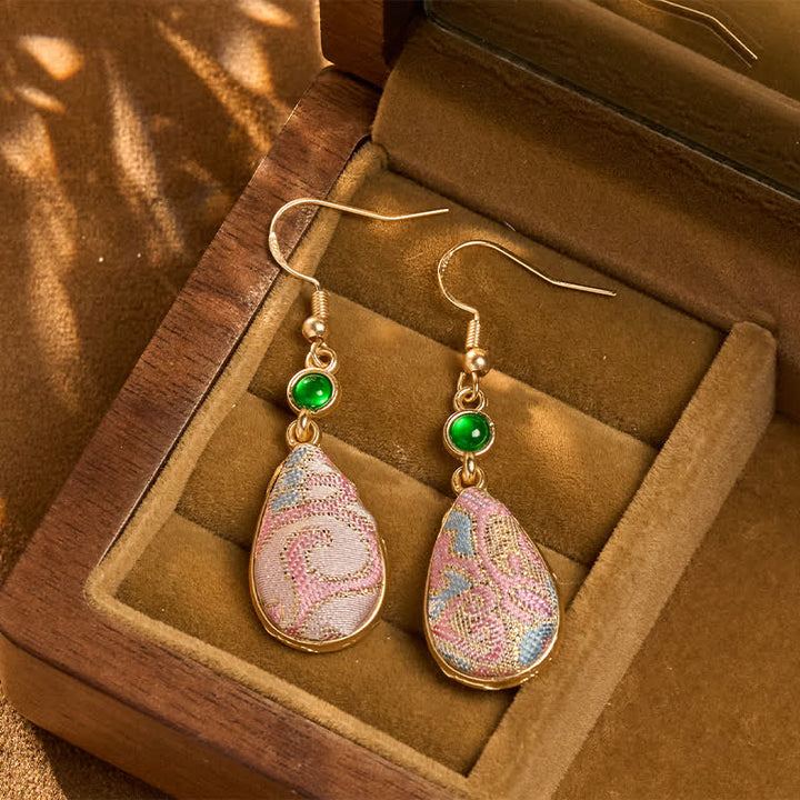 Buddha Stones Orecchini a goccia in seta realizzati a mano con motivi colorati e armonia - Canzone Brocade (Prosperità♥Armonia) - image 0