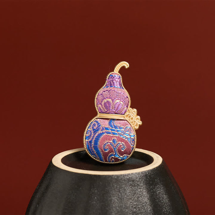Buddha Stones Spilla cinese Song Brocade a forma di zucca, realizzata a mano, con motivi floreali e armonia floreale. - image 4