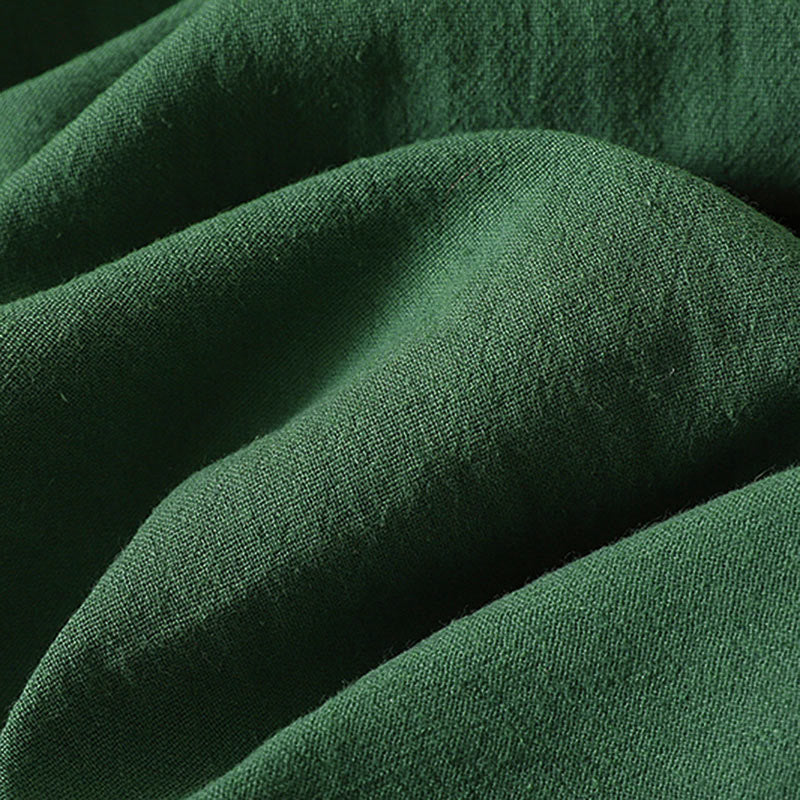 Buddha Stones Abito estivo da donna senza maniche, verde tinta unita, con colletto alla coreana e spacco laterale. - image 8
