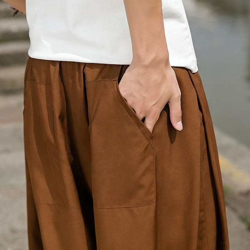 Buddha Stones Pantaloni estivi casual con coulisse e ricami di caratteri cinesi, pantaloni harem da uomo con tasche. - image 17