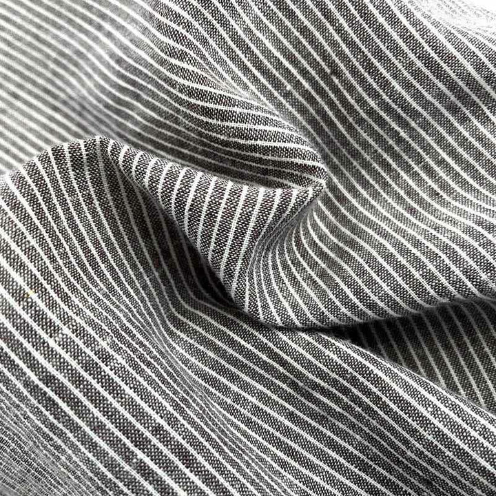 Buddha Stones Camicia da uomo estiva a maniche corte con mezza abbottonatura e righe sottili. - image 10