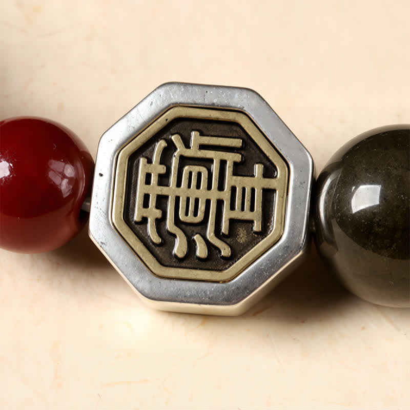 Buddha Stones Bracciale tibetano rotondo di protezione Bagua in ossidiana nera. - image 13