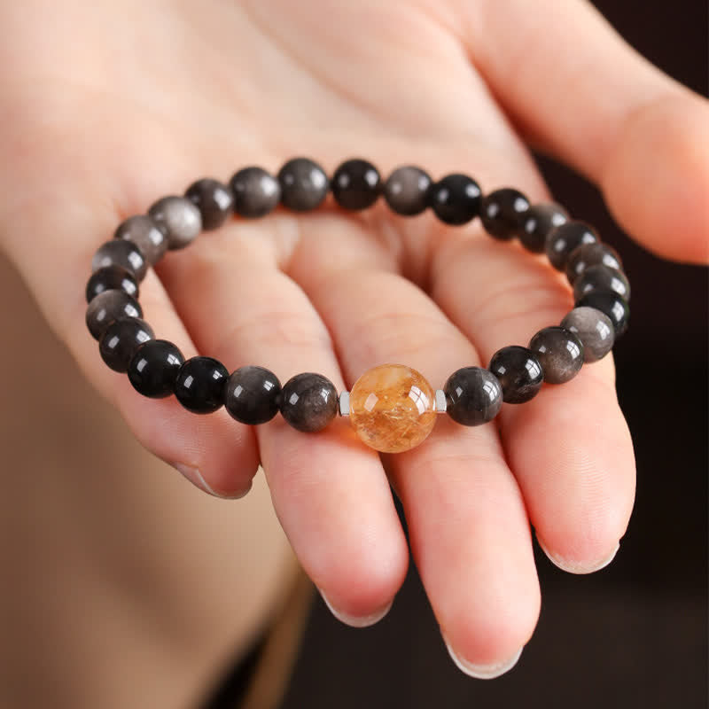 Buddha Stones Bracciale rotondo cinese in ossidiana nera, intrecciato a mano, per radicamento e messa a terra. - image 3