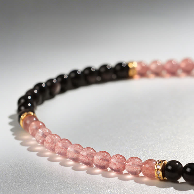Buddha Stones Bracciale avvolgente con zucca portafortuna a forma di zucca, quarzo fragola e filo d'oro, con quarzo fragola e filo d'oro. - image 8