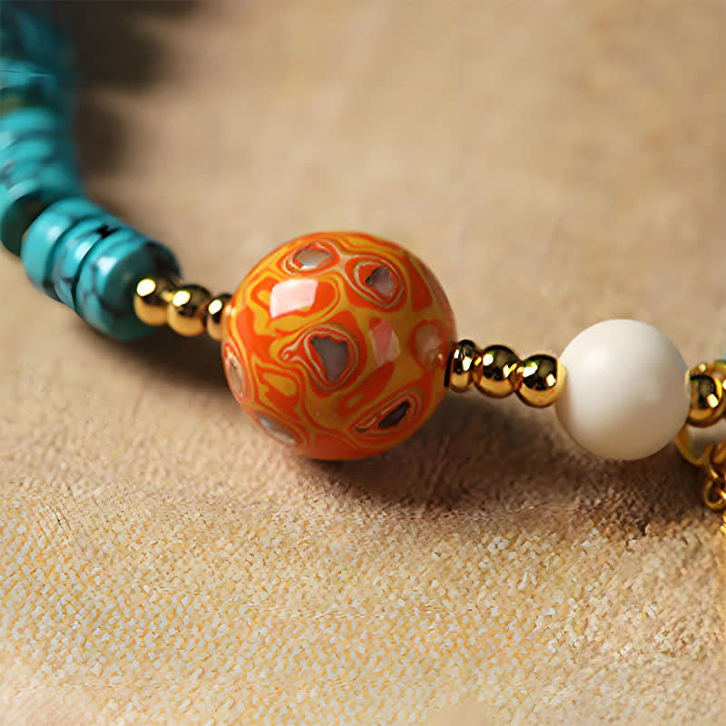 Buddha Stones Braccialetto artigianale con perline a disco in stile cinese, nuovo, con turchese e scritta "Turquoise Communication". - image 10