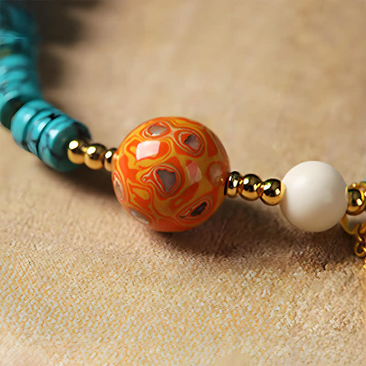 Buddha Stones Braccialetto artigianale con perline a disco in stile cinese, nuovo, con turchese e scritta "Turquoise Communication". - image 10