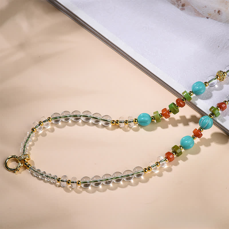 Buddha Stones Collana multiuso con perle rotonde di quarzo trasparente realizzate a mano in zucca, dalle proprietà curative. - image 3