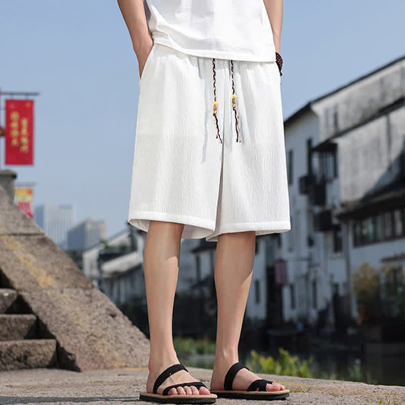Pantaloncini Bermuda da uomo, tinta unita, con coulisse e tasche, con stampa Buddha Stones, ideali per l'estate. - image 1